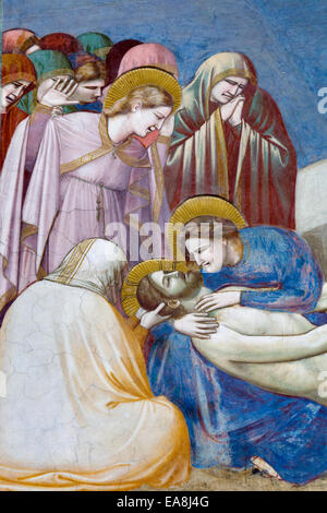 Lamentation du Christ par Giotto di Bondone, la Chapelle des Scrovegni - Cappella degli Scrovegni, Padoue, Vénétie, Italie Banque D'Images