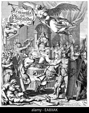 Imprimer Historique, gravure sur cuivre, Daniel Casper von Lohenstein ou Caspar, 1635 - 1683, un dramaturge silésien Baroque, avocat, di Banque D'Images