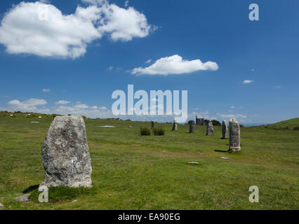 The Hurlers stone circle près de Liskeard, Cornwall, horizontal Banque D'Images