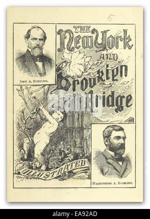 Cette illustration de 1883 présente le pont de New York et Brooklyn, une pièce maîtresse de l'ingénierie et de la réalisation architecturale. L'image capture le pont au cours de ses premières années, offrant un aperçu de la conception et de la construction de cette structure emblématique. Banque D'Images