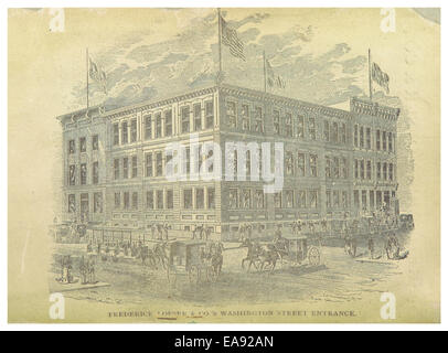 Une illustration de 1883 des ponts de New York et de Brooklyn, mettant en évidence les caractéristiques architecturales et l'importance de ces structures emblématiques de New York à la fin du XIXe siècle. Banque D'Images