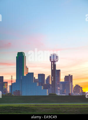 Aperçu du centre-ville de Dallas le matin Banque D'Images