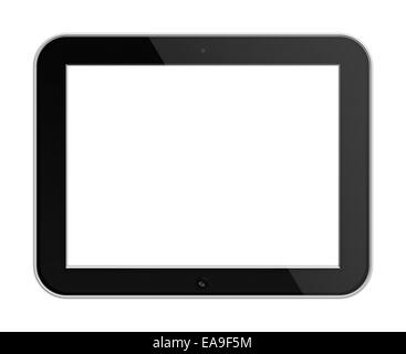 Tablet PC Mobile avec écran blanc isolé sur fond blanc. Illustration très détaillée. Banque D'Images