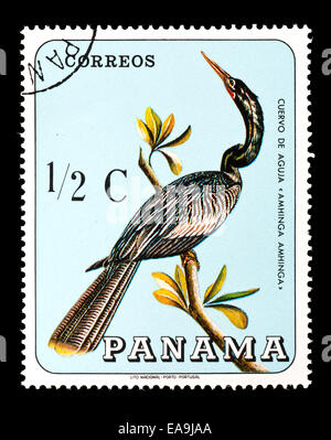 Timbre-poste de Panama représentant un anhinga (Anhinga anhinga) Banque D'Images