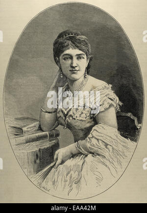 Juliette (Juliette Adam Lambert), (1836-1936). Écrivain et féministe. Gravure de A. Carretero. Banque D'Images