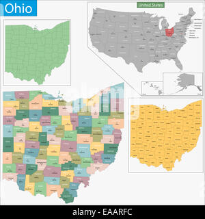 Carte de l’Ohio Banque D'Images