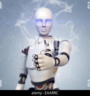 Cyborg le pouce vers le haut Banque D'Images