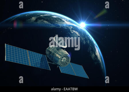 Le satellite est en orbite autour de la Terre Banque D'Images