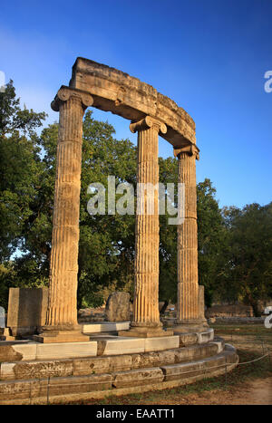 Le Philippeion dans l'Altis de l'ancienne Olympie, berceau des Jeux Olympiques, Ilia ('Elis'), Péloponnèse, Grèce. Banque D'Images