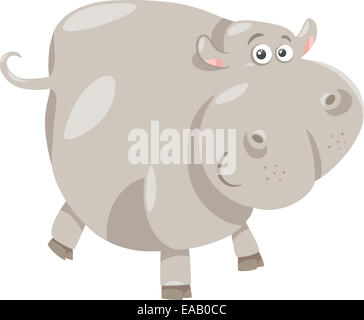 Cartoon illustration humoristique d'hippopotame heureux ou personnage animal Hippopotame Banque D'Images