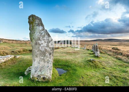 Scorhill Stone Circle près de Gidleigh sur le parc national du Dartmoor dans le Devon Banque D'Images