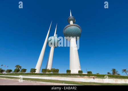 Kuwait Towers dans la ville de Koweït, Koweït Banque D'Images