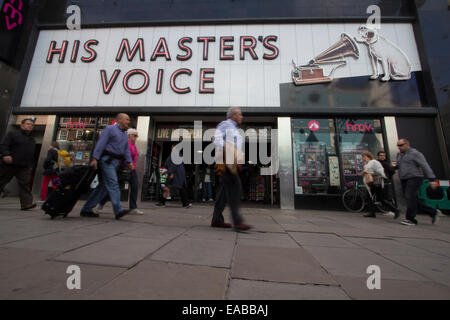 La voix de ses maîtres boutique HMV Oxford street Banque D'Images