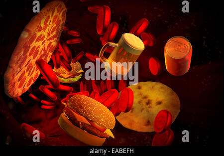 Cholestérol artère bloquée, concept médical Banque D'Images