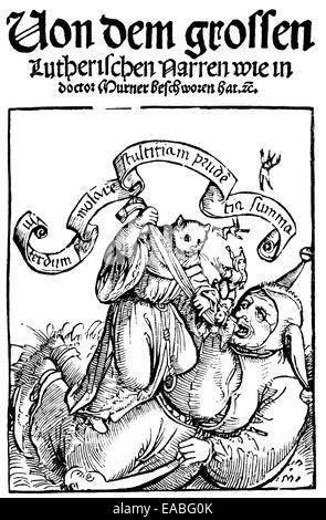 Livre "de la grande fédération luthérienne fool', impression, historique, 1522 par Thomas Murner, 1475-1537, poète et satiriste, humaniste et theolog Banque D'Images