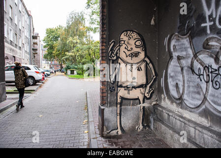 Graffiti sur la rue Panska sur la vieille ville de Gdansk, Pologne