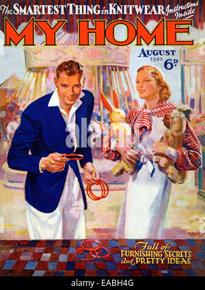 Ma maison, fête foraine, 1933 Couverture du magazine anglais accueil et le style de la nouvelle classe moyenne de banlieue, jetant quoits à la foire et à gagner des prix Banque D'Images