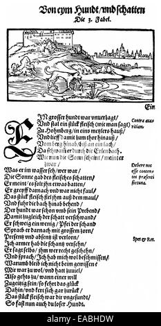 1548, première page de l'Esopus livre de fables par Burkard Waldis, ou Burcard Waldis, 1490 - 1556, le dramaturge allemand, fabuliste et Banque D'Images