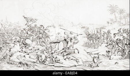 La bataille des Pyramides, aka la bataille d'Embabeh, le 21 juillet 1798. Banque D'Images