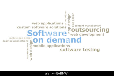 Wordcloud logiciels sur demande Banque D'Images