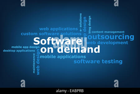 Wordcloud logiciels sur demande Banque D'Images