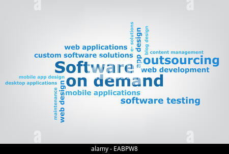 Wordcloud logiciels sur demande Banque D'Images