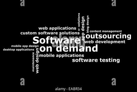 Wordcloud logiciels sur demande Banque D'Images