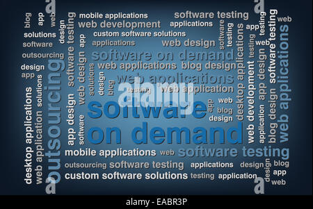 Wordcloud logiciels sur demande Banque D'Images