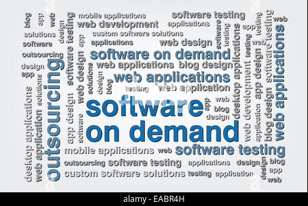 Wordcloud logiciels sur demande Banque D'Images