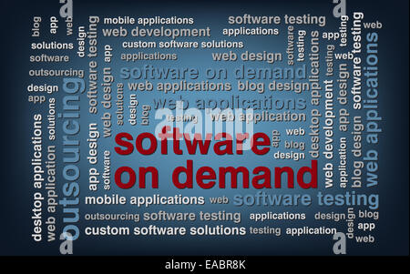 Wordcloud logiciels sur demande Banque D'Images