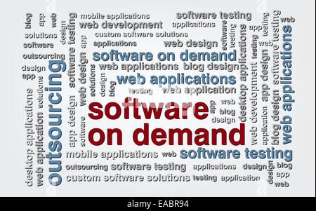 Wordcloud logiciels sur demande Banque D'Images