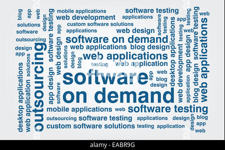 Wordcloud logiciels sur demande Banque D'Images