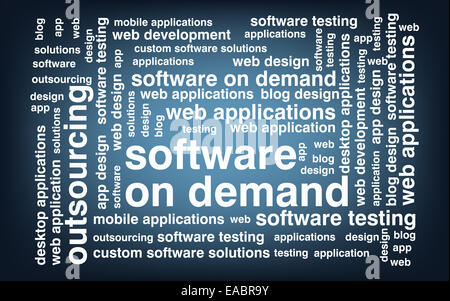 Wordcloud logiciels sur demande Banque D'Images