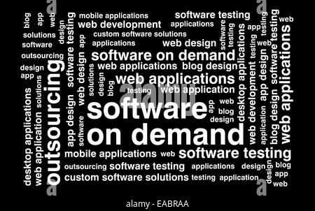 Wordcloud logiciels sur demande Banque D'Images