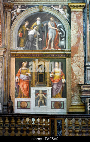 L'Italie, Lombardie, Milan, San Maurizio, l'Église Vue intérieure Fresco Banque D'Images