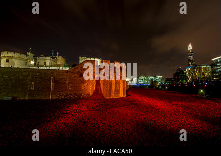 Coquelicot pour le Jour du souvenir - 2014 a vu l'installation de 888 000 coquelicots en mémoire des morts de la Grande Guerre 1 Banque D'Images