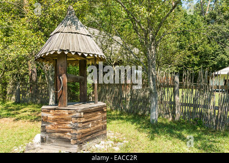 Vintage bien roumain fait de bois Banque D'Images