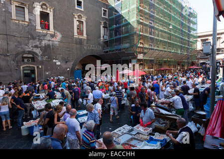 Marché aux poissons de Catane Sicile Italie Banque D'Images