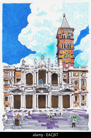 Marqueur peinture originale de Rome Italie cityscape Banque D'Images