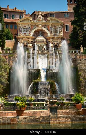 Les jets d'eau de la fontaine d'organes, 1566, Villa d'Este, Site du patrimoine mondial de l'UNESCO, Tivoli, lazio, Italie Banque D'Images