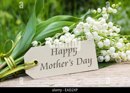 English mother's day card avec le muguet Banque D'Images