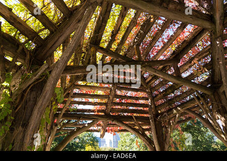 Gazebo en bois dans Central Park, NYC, USA Banque D'Images