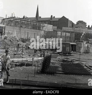 Début des années 50, tableau historique de l'emplacement de l'édifice, Sheffield, Angleterre. Banque D'Images