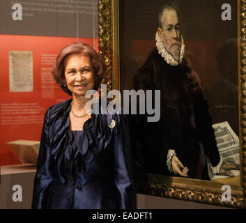 Athènes, Grèce. 12Th Nov, 2014. La Reine Sofia d'Espagne inaugurer l'exposition ''amis et clients d'El Greco à Tolède'' au Musée Benaki, près de la Place Syntagma à Athènes. Aristidis Crédit : Vafeiadakis/ZUMA/Alamy Fil Live News Banque D'Images