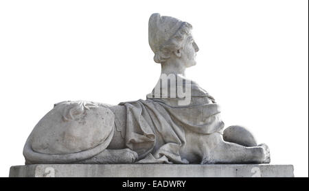 Sculpture en pierre sphinxe de Crimée isolé sur fond blanc Banque D'Images