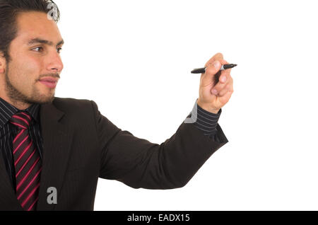 Young handsome man avec le marqueur tableau blanc Banque D'Images