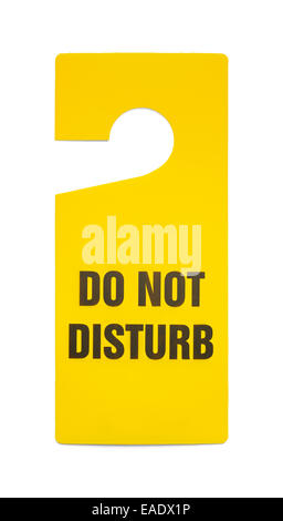 Ne pas déranger en plastique jaune signe isolé sur fond blanc. Banque D'Images