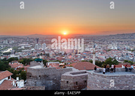 Coucher du soleil, Ankara Kalesi Château, Ulus, Ankara, Anatolie centrale, Anatolie, Turquie Banque D'Images