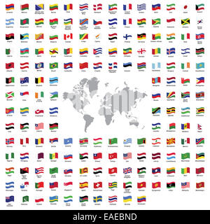 Toutes les drapeaux de pays et carte du monde Photo Stock - Alamy