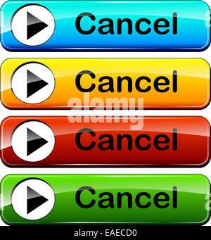Illustration de l'ensemble des boutons web colorés pour annuler Banque D'Images